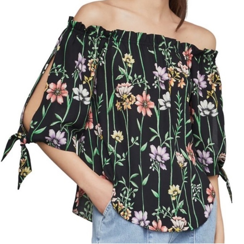 BCBGMAXAZRIA botanical off the shoulder top size small